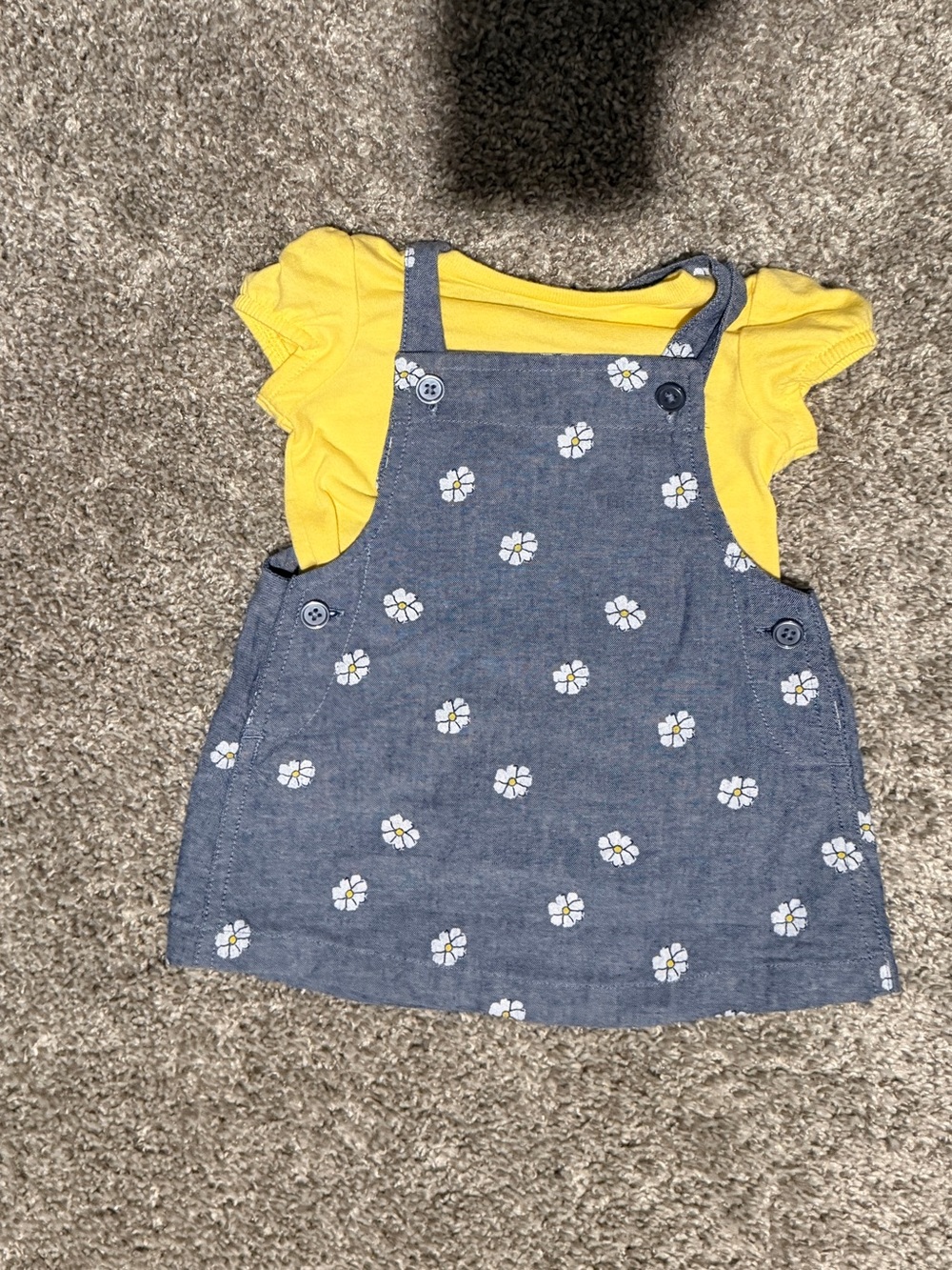 Carter's Yellow Tee with Blue Daisy Pinafore Set